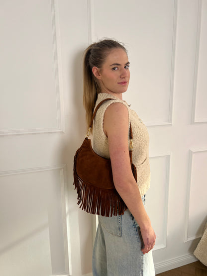 Braune Festivaltasche mit Fransen